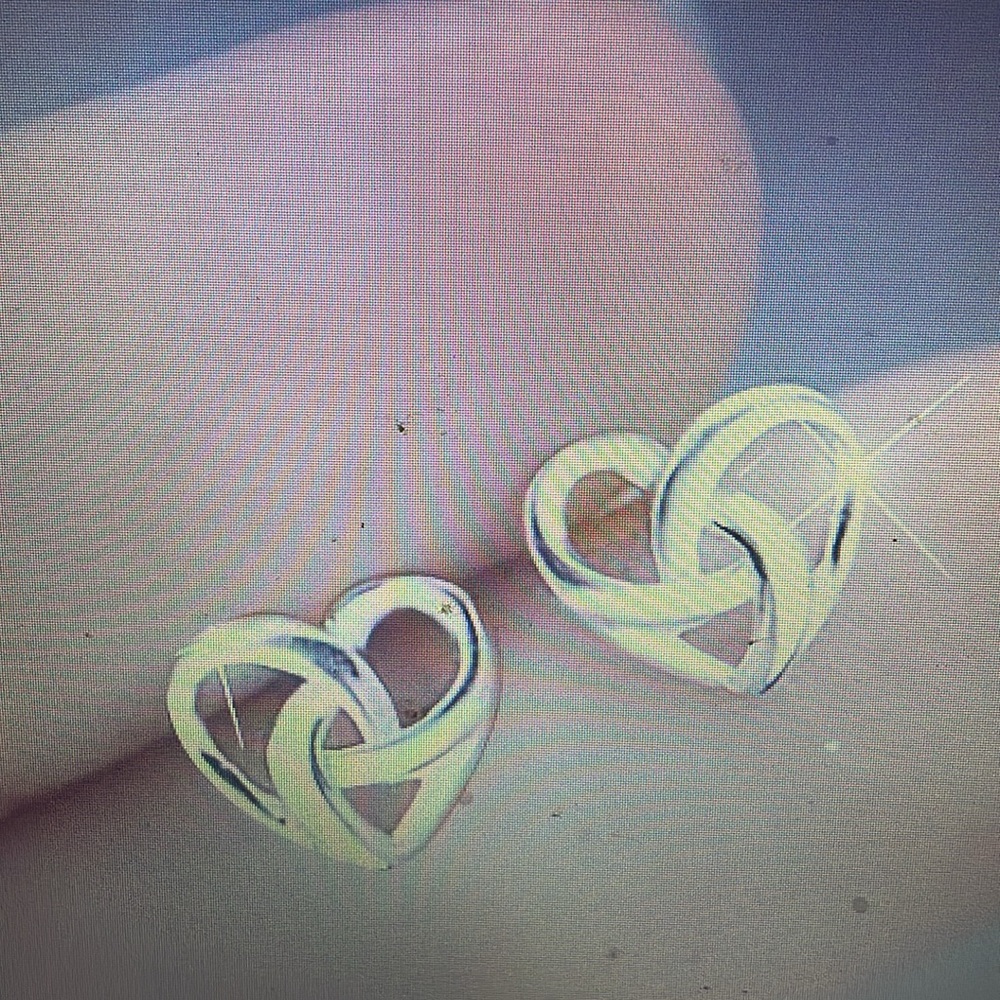 Tiny Heart Knot Design Stud Earrings Silver Plated